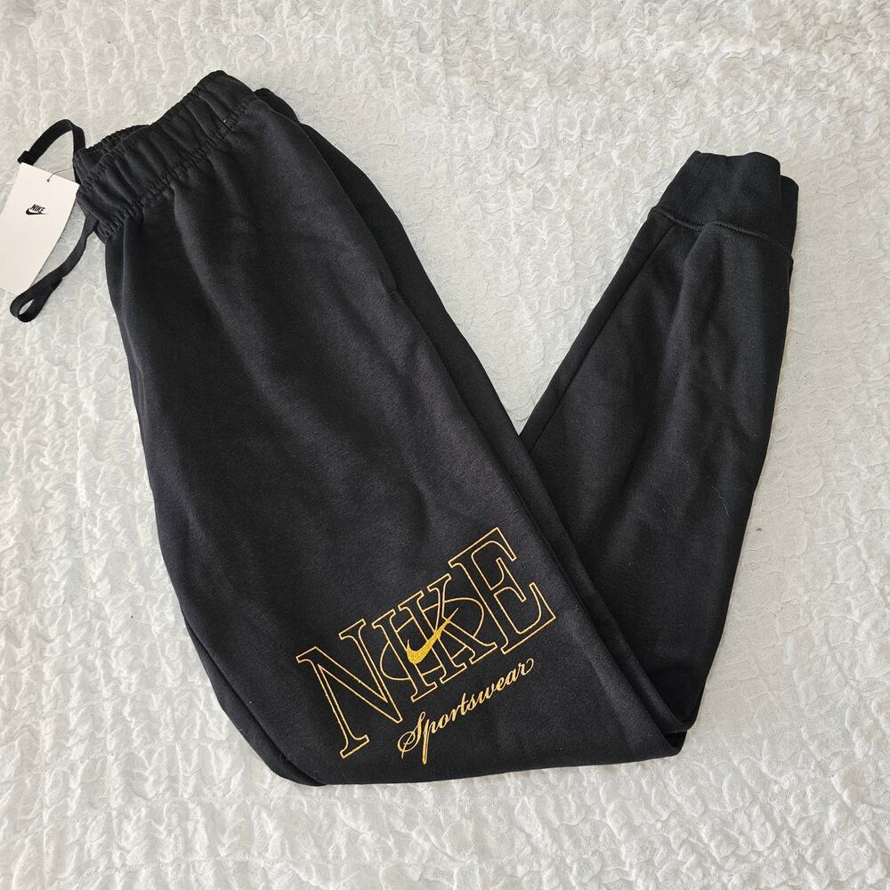 Nike Sportswear Club Fleece Women's Mid-Rise Joggers – Black/Gold Stardust sz XS
